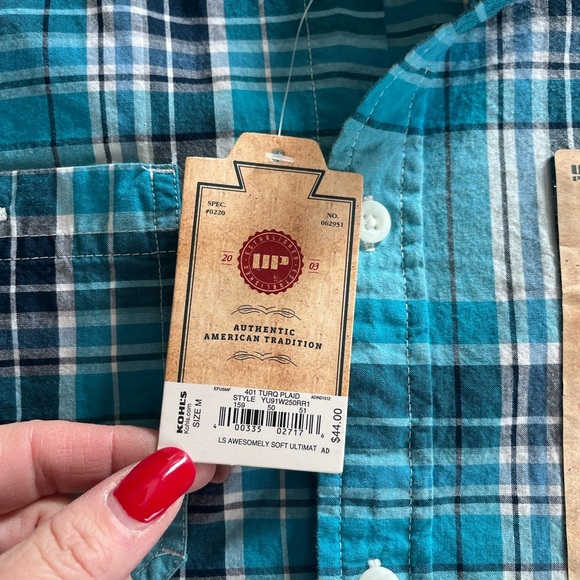 NWT Men's Urban Pipeline Turquoise Plaid Shirt Size Medium - Picture 13 of 13